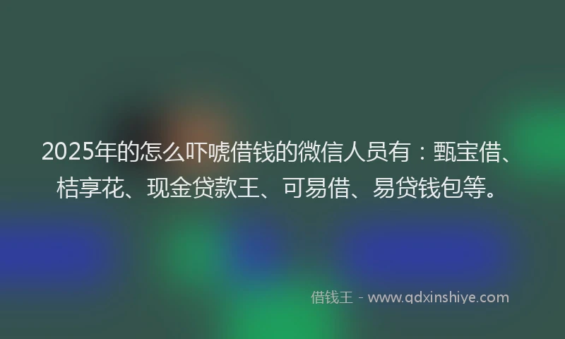 2025年的怎么吓唬借钱的微信人员有：甄宝借、桔享花、现金贷款王、可易借、易贷钱包等。