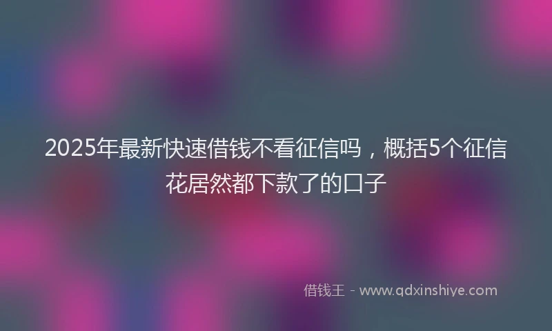 2025年最新快速借钱不看征信吗，概括5个征信花居然都下款了的口子