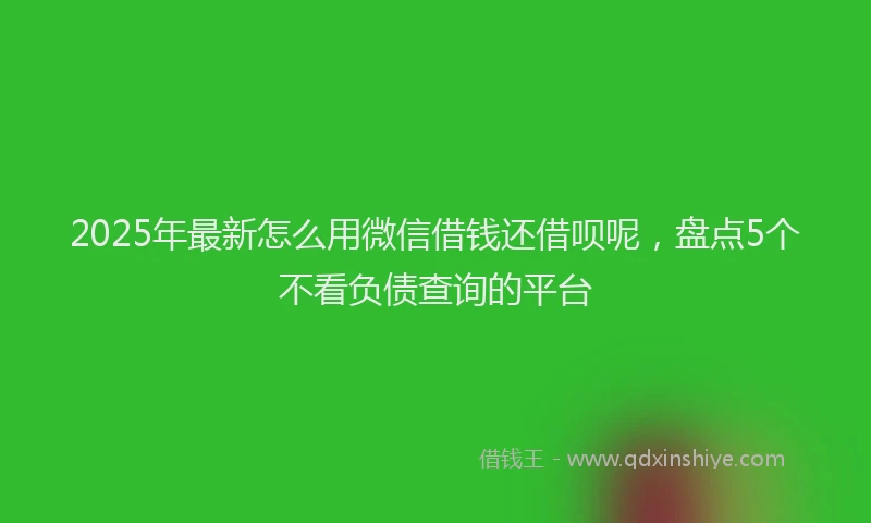 2025年最新怎么用微信借钱还借呗呢，盘点5个不看负债查询的平台