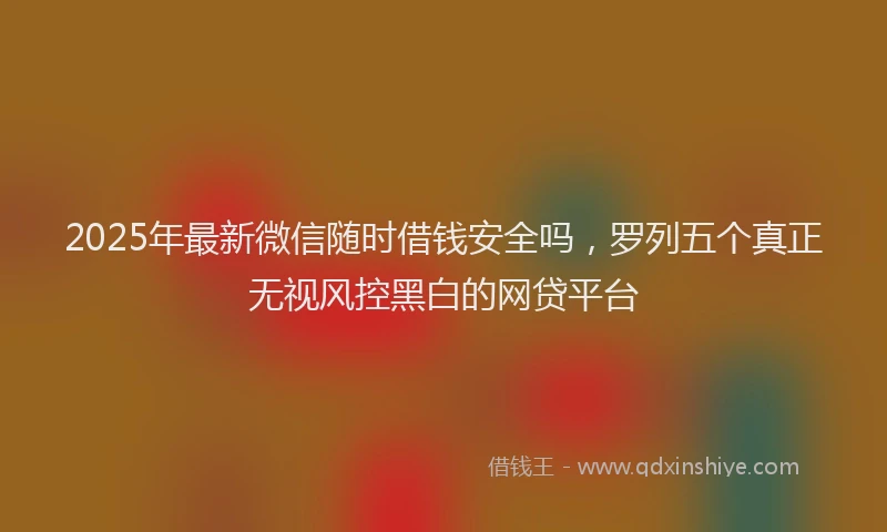 2025年最新微信随时借钱安全吗，罗列五个真正无视风控黑白的网贷平台