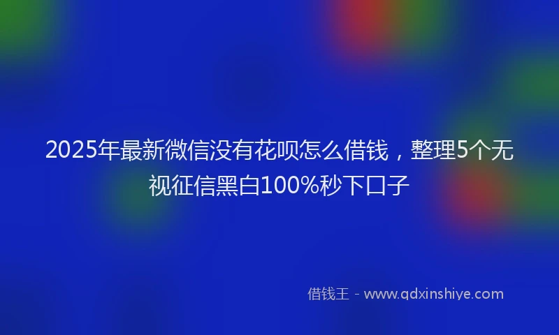 2025年最新微信没有花呗怎么借钱，整理5个无视征信黑白100%秒下口子