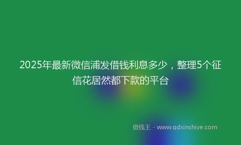 2025年最新微信浦发借钱利息多少，整理5个征信花居然都下款的平台