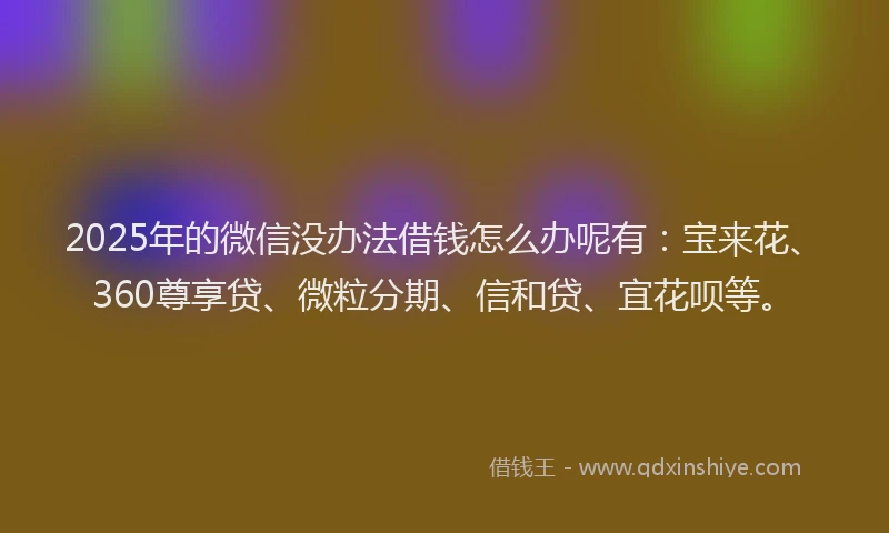 2025年的微信没办法借钱怎么办呢有：宝来花、360尊享贷、微粒分期、信和贷、宜花呗等。