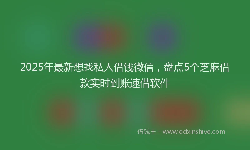 2025年最新想找私人借钱微信，盘点5个芝麻借款实时到账速借软件