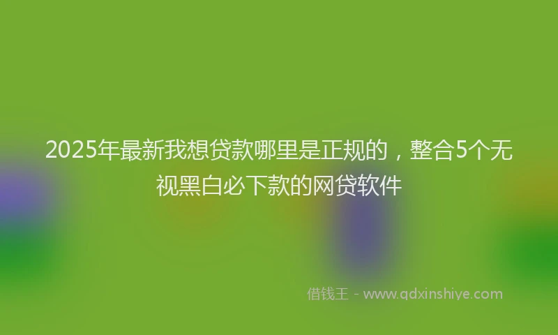 2025年最新我想贷款哪里是正规的，整合5个无视黑白必下款的网贷软件
