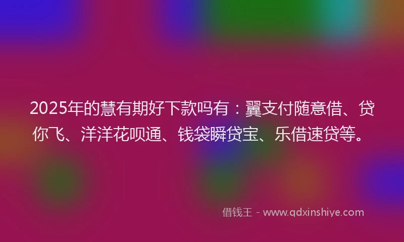 2025年的慧有期好下款吗有：翼支付随意借、贷你飞、洋洋花呗通、钱袋瞬贷宝、乐借速贷等。