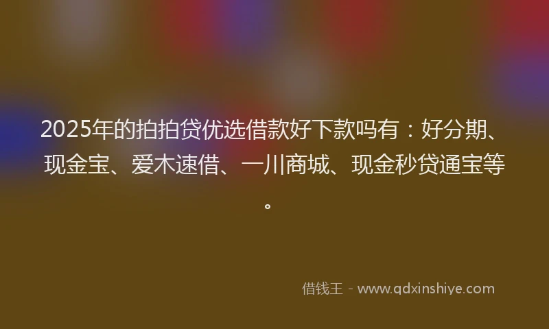 2025年的拍拍贷优选借款好下款吗有：好分期、现金宝、爱木速借、一川商城、现金秒贷通宝等。