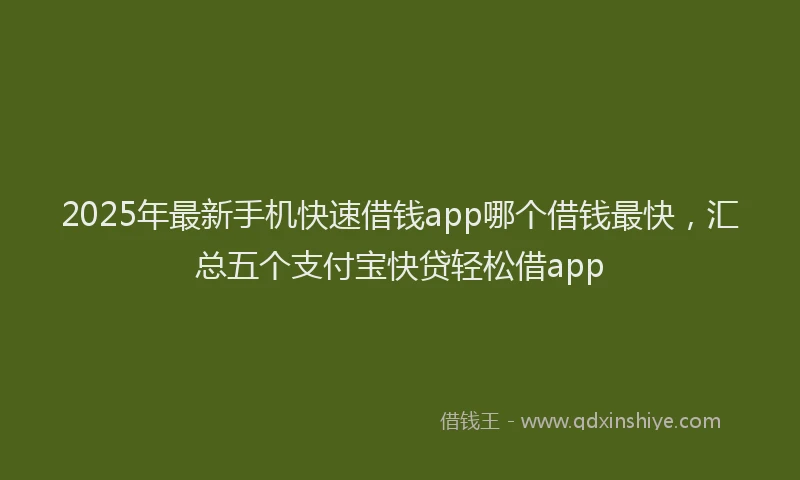 2025年最新手机快速借钱app哪个借钱最快，汇总五个支付宝快贷轻松借app