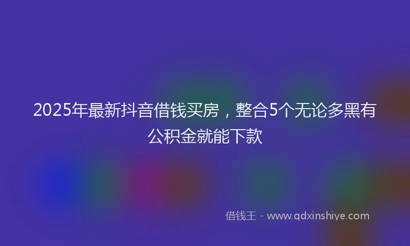 2025年最新抖音借钱买房，整合5个无论多黑有公积金就能下款