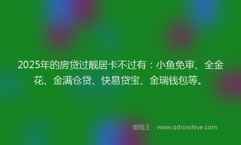 2025年的房贷过靓居卡不过有：小鱼免审、全金花、金满仓贷、快易贷宝、金瑞钱包等。