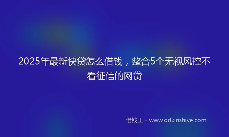 2025年最新快贷怎么借钱，整合5个无视风控不看征信的网贷