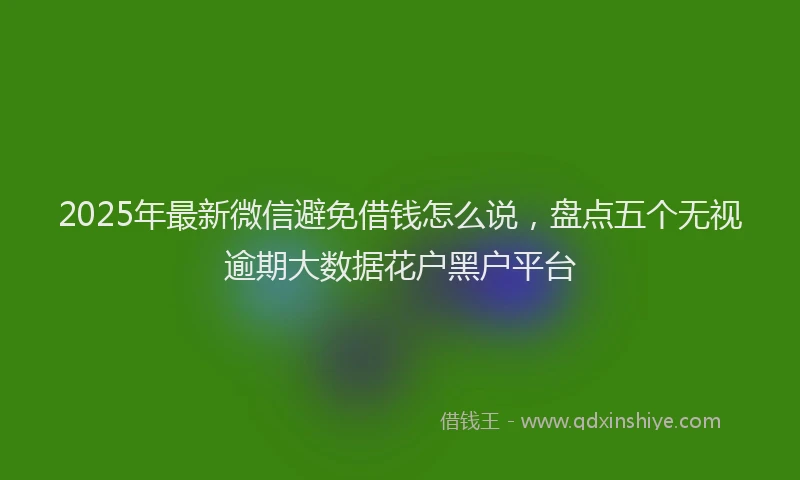 2025年最新微信避免借钱怎么说，盘点五个无视逾期大数据花户黑户平台