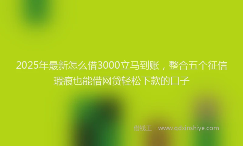 2025年最新怎么借3000立马到账，整合五个征信瑕疵也能借网贷轻松下款的口子