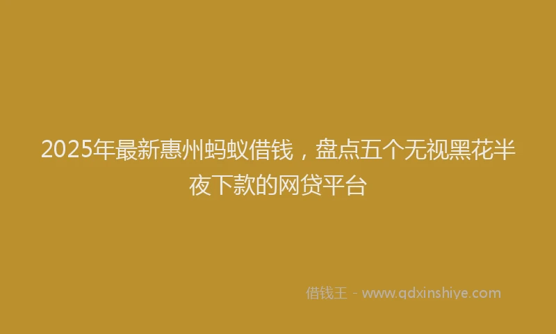 2025年最新惠州蚂蚁借钱，盘点五个无视黑花半夜下款的网贷平台