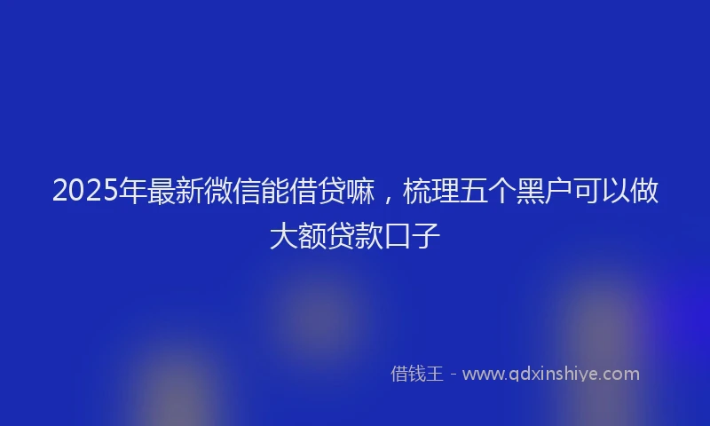 2025年最新微信能借贷嘛，梳理五个黑户可以做大额贷款口子