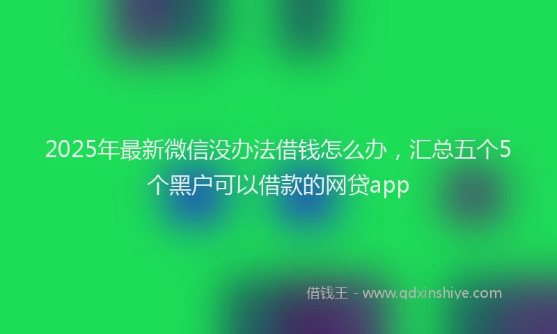 2025年最新微信没办法借钱怎么办，汇总五个5个黑户可以借款的网贷app