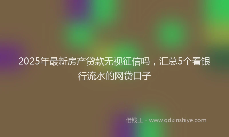2025年最新房产贷款无视征信吗，汇总5个看银行流水的网贷口子