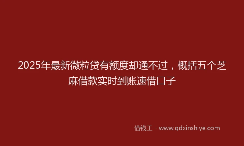 2025年最新微粒贷有额度却通不过，概括五个芝麻借款实时到账速借口子