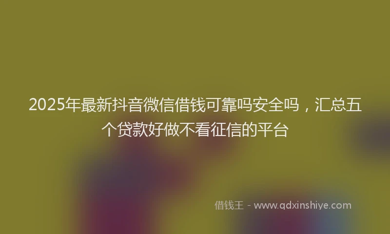 2025年最新抖音微信借钱可靠吗安全吗，汇总五个贷款好做不看征信的平台