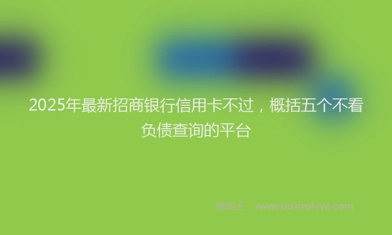 2025年最新招商银行信用卡不过，概括五个不看负债查询的平台