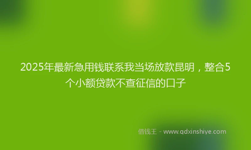 2025年最新急用钱联系我当场放款昆明，整合5个小额贷款不查征信的口子