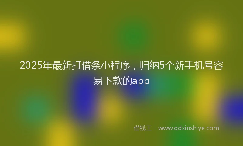 2025年最新打借条小程序，归纳5个新手机号容易下款的app