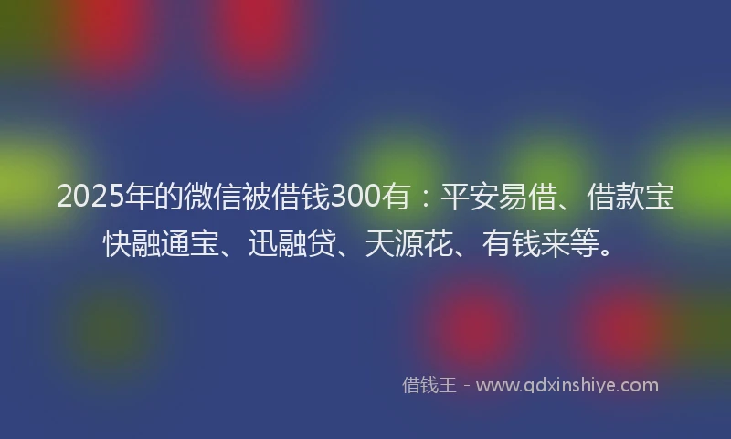 2025年的微信被借钱300有：平安易借、借款宝快融通宝、迅融贷、天源花、有钱来等。