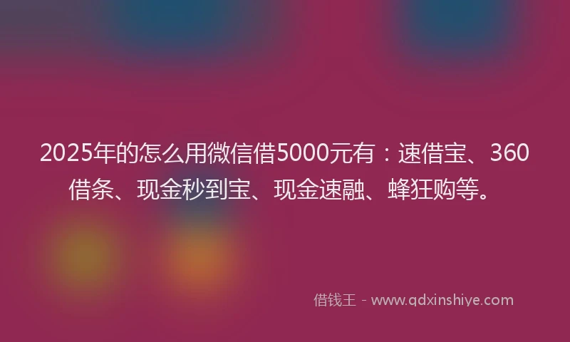 2025年的怎么用微信借5000元有：速借宝、360借条、现金秒到宝、现金速融、蜂狂购等。