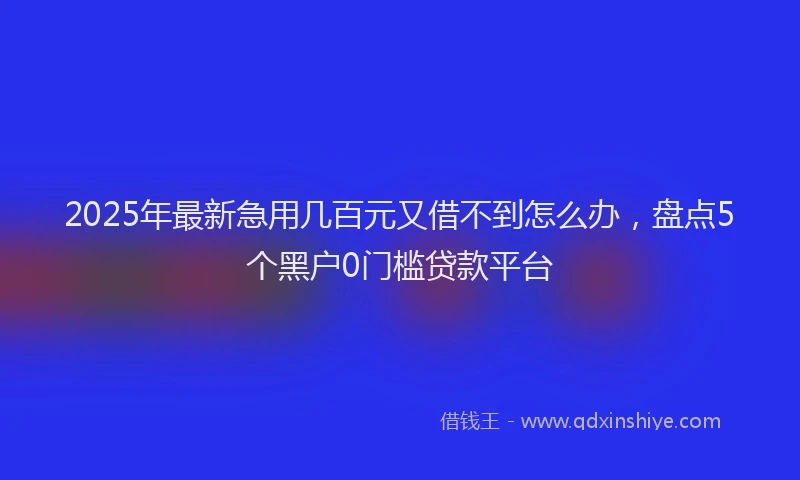 2025年最新急用几百元又借不到怎么办，盘点5个黑户0门槛贷款平台