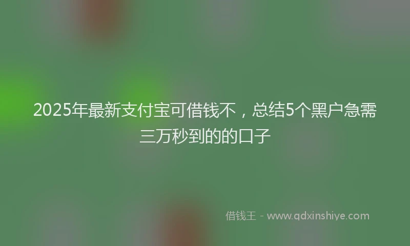 2025年最新支付宝可借钱不，总结5个黑户急需三万秒到的的口子
