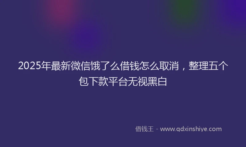 2025年最新微信饿了么借钱怎么取消，整理五个包下款平台无视黑白