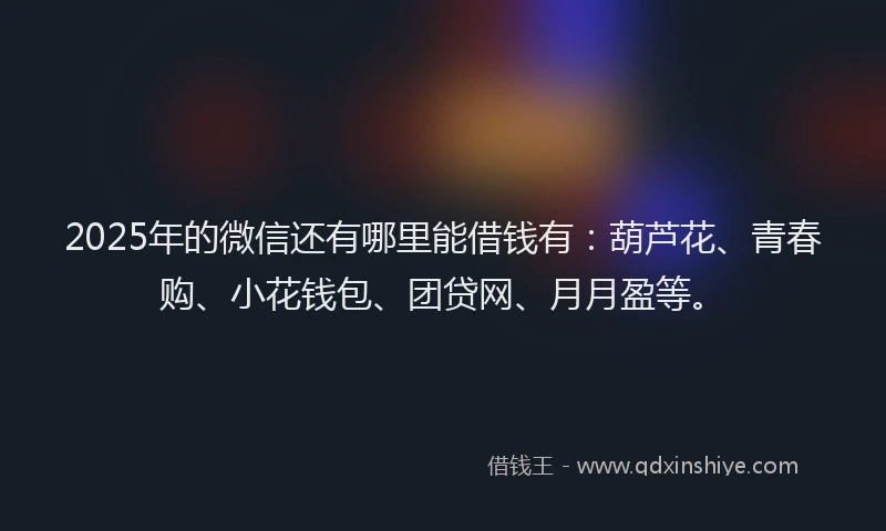 2025年的微信还有哪里能借钱有：葫芦花、青春购、小花钱包、团贷网、月月盈等。