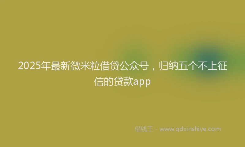 2025年最新微米粒借贷公众号，归纳五个不上征信的贷款app