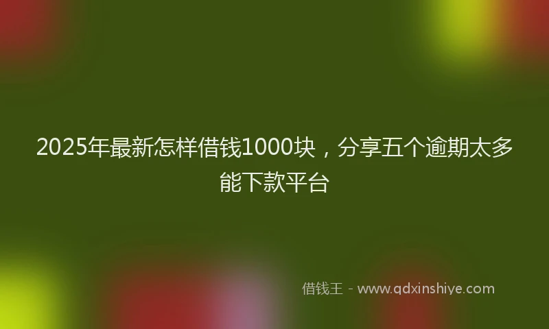 2025年最新怎样借钱1000块，分享五个逾期太多能下款平台
