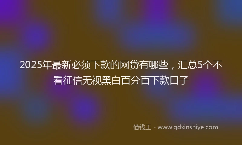 2025年最新必须下款的网贷有哪些，汇总5个不看征信无视黑白百分百下款口子