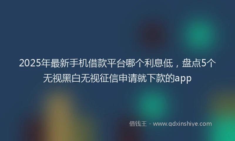 2025年最新手机借款平台哪个利息低，盘点5个无视黑白无视征信申请就下款的app