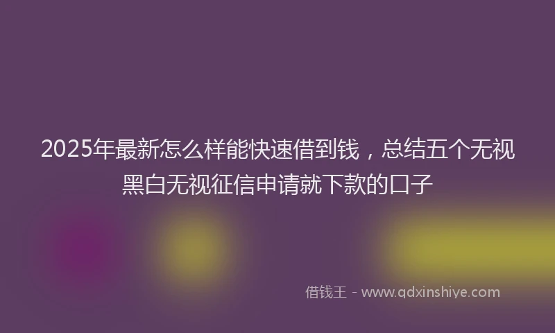 2025年最新怎么样能快速借到钱，总结五个无视黑白无视征信申请就下款的口子