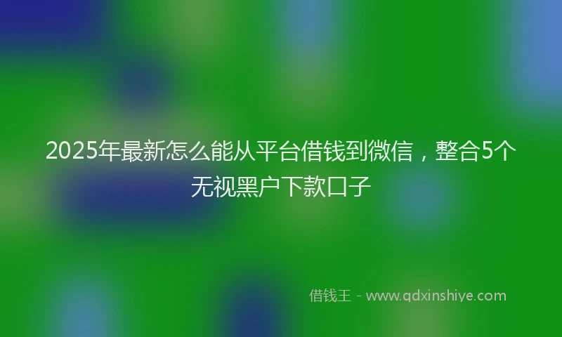 2025年最新怎么能从平台借钱到微信，整合5个无视黑户下款口子