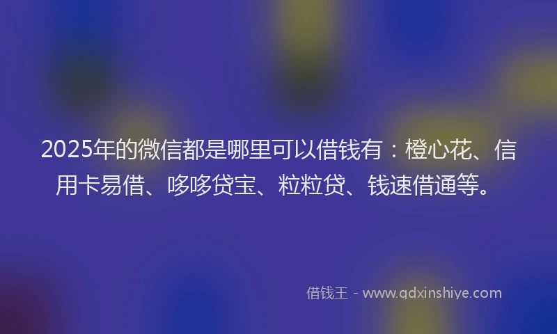 2025年的微信都是哪里可以借钱有：橙心花、信用卡易借、哆哆贷宝、粒粒贷、钱速借通等。