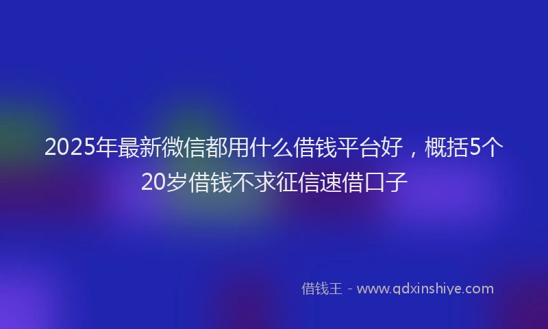 2025年最新微信都用什么借钱平台好，概括5个20岁借钱不求征信速借口子