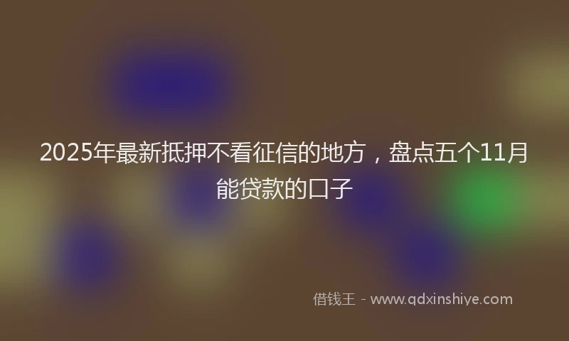 2025年最新抵押不看征信的地方，盘点五个11月能贷款的口子
