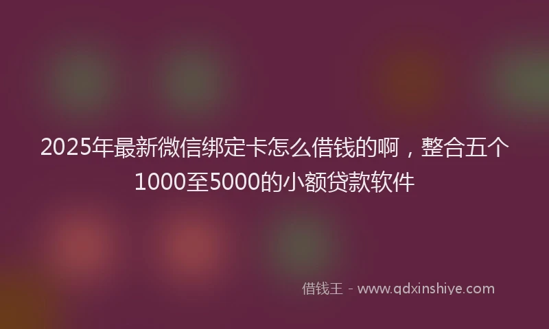 2025年最新微信绑定卡怎么借钱的啊，整合五个1000至5000的小额贷款软件