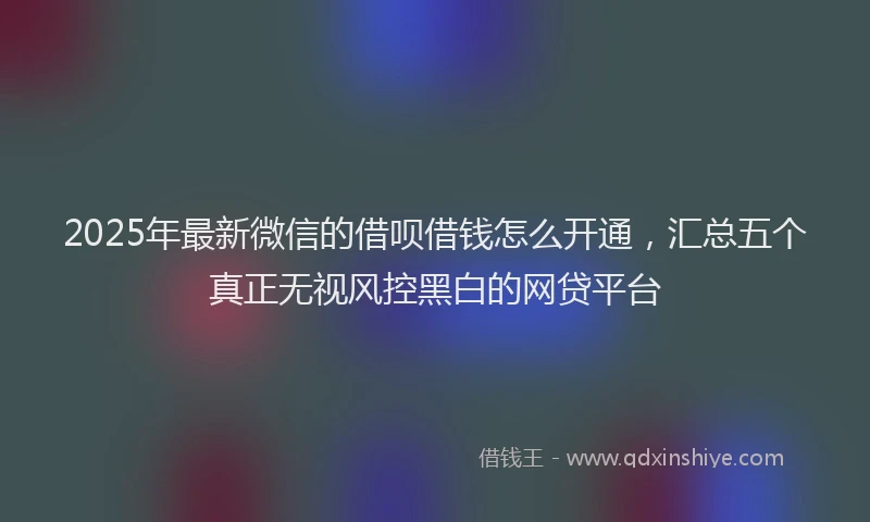 2025年最新微信的借呗借钱怎么开通，汇总五个真正无视风控黑白的网贷平台