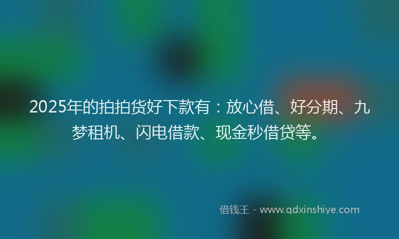 2025年的拍拍货好下款有：放心借、好分期、九梦租机、闪电借款、现金秒借贷等。