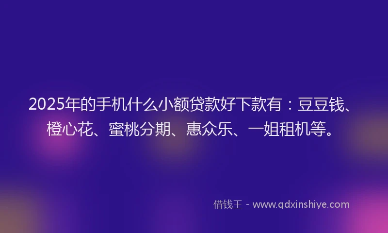2025年的手机什么小额贷款好下款有：豆豆钱、橙心花、蜜桃分期、惠众乐、一姐租机等。