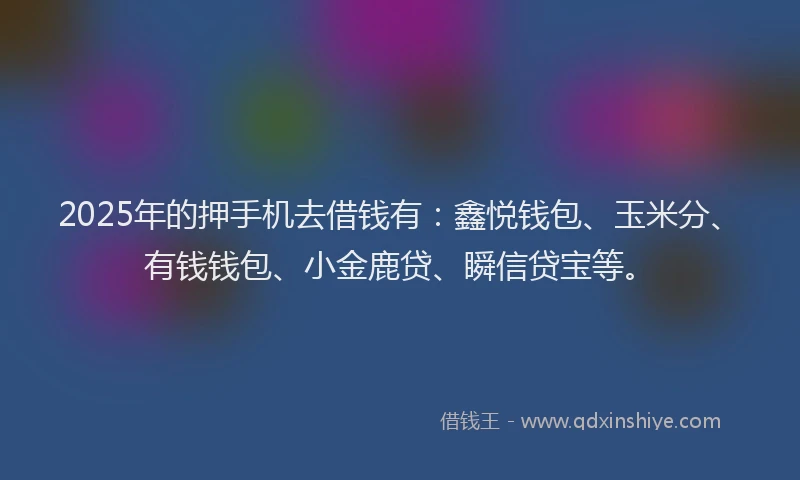 2025年的押手机去借钱有：鑫悦钱包、玉米分、有钱钱包、小金鹿贷、瞬信贷宝等。