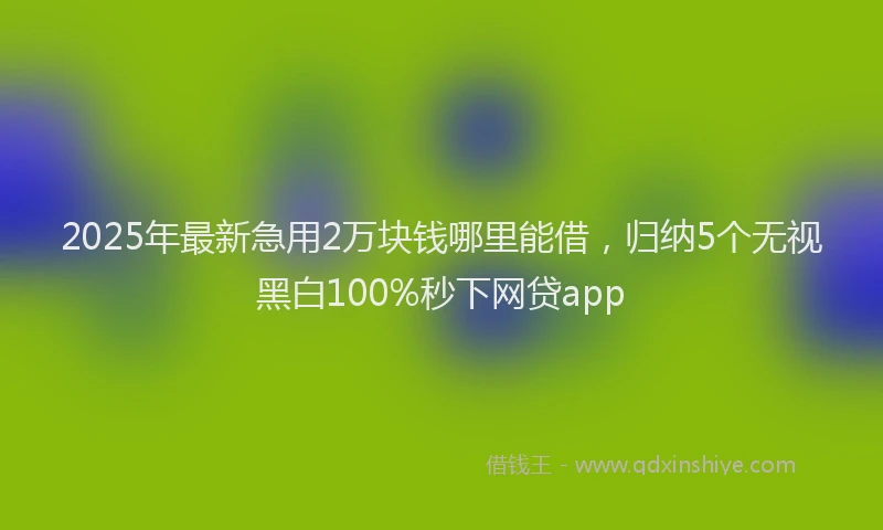 2025年最新急用2万块钱哪里能借，归纳5个无视黑白100%秒下网贷app