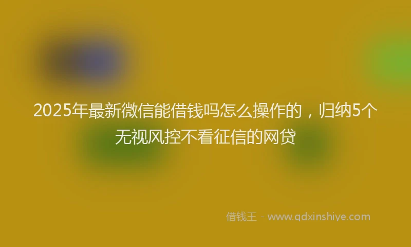 2025年最新微信能借钱吗怎么操作的，归纳5个无视风控不看征信的网贷