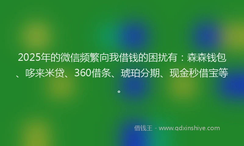 2025年的微信频繁向我借钱的困扰有：森森钱包、哆来米贷、360借条、琥珀分期、现金秒借宝等。