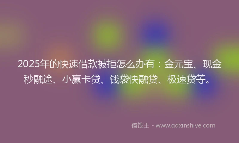 2025年的快速借款被拒怎么办有：金元宝、现金秒融途、小赢卡贷、钱袋快融贷、极速贷等。